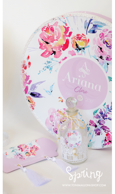 Trusou de botez pentru fete cu flori mov de primavara, Hello, Spring! 1